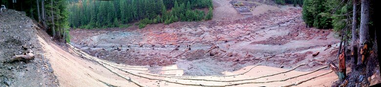 The newly aligned and constructed channel for Tributary Creek is a work in progress.  The area in the center is roughly where the old mill foundation was located as compared with the historic photo taken circa 1933.