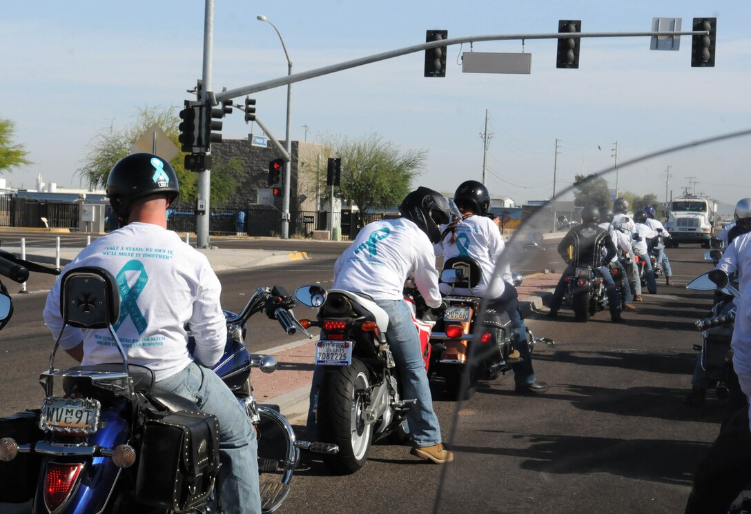 Active duty and retired Marines sailors, Department of Defense personnel and contractors participated in its inaugural "Take a Stand" motorcycle ride that started at Marine Corps Air Station Yuma, Ariz., and finished up at Amberly's Place, a shelter that helps victims of domestic violence, child abuse and sexual assault. The occasion was a culminating event for Sexual Assault Awareness and Prevention Month, April 30.