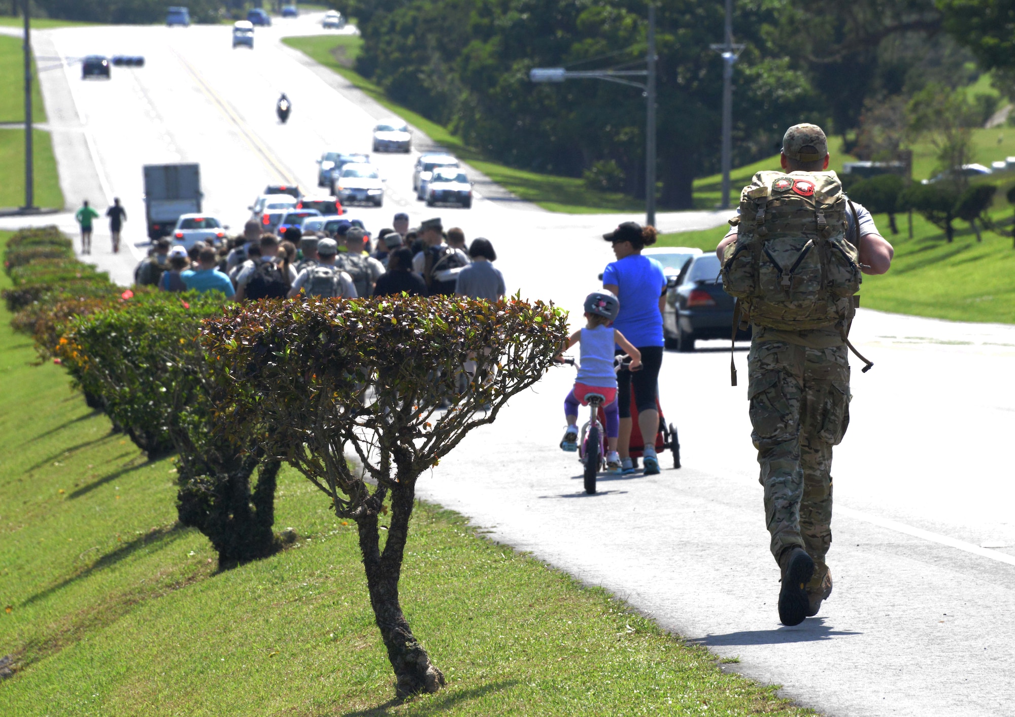 The 353rd Special Operations Group Top Three held a 6-mile ruck march in
support of the Air Force Assistance Fund April 26 here on Kadena.  SOG
personnel and their family members attended the event that raised more than
$450.  Air Force Assistance Fund was established as an annual effort to
raise funds for organizations such as Air Force Villages Inc., Air Force Aid
Society, Inc., General and Mrs. Curtis E. LeMay Foundation and the Air Force
Enlisted Village, Inc.  (U.S. Air Force photo by Tech. Sgt. Kristine Dreyer/Released) 