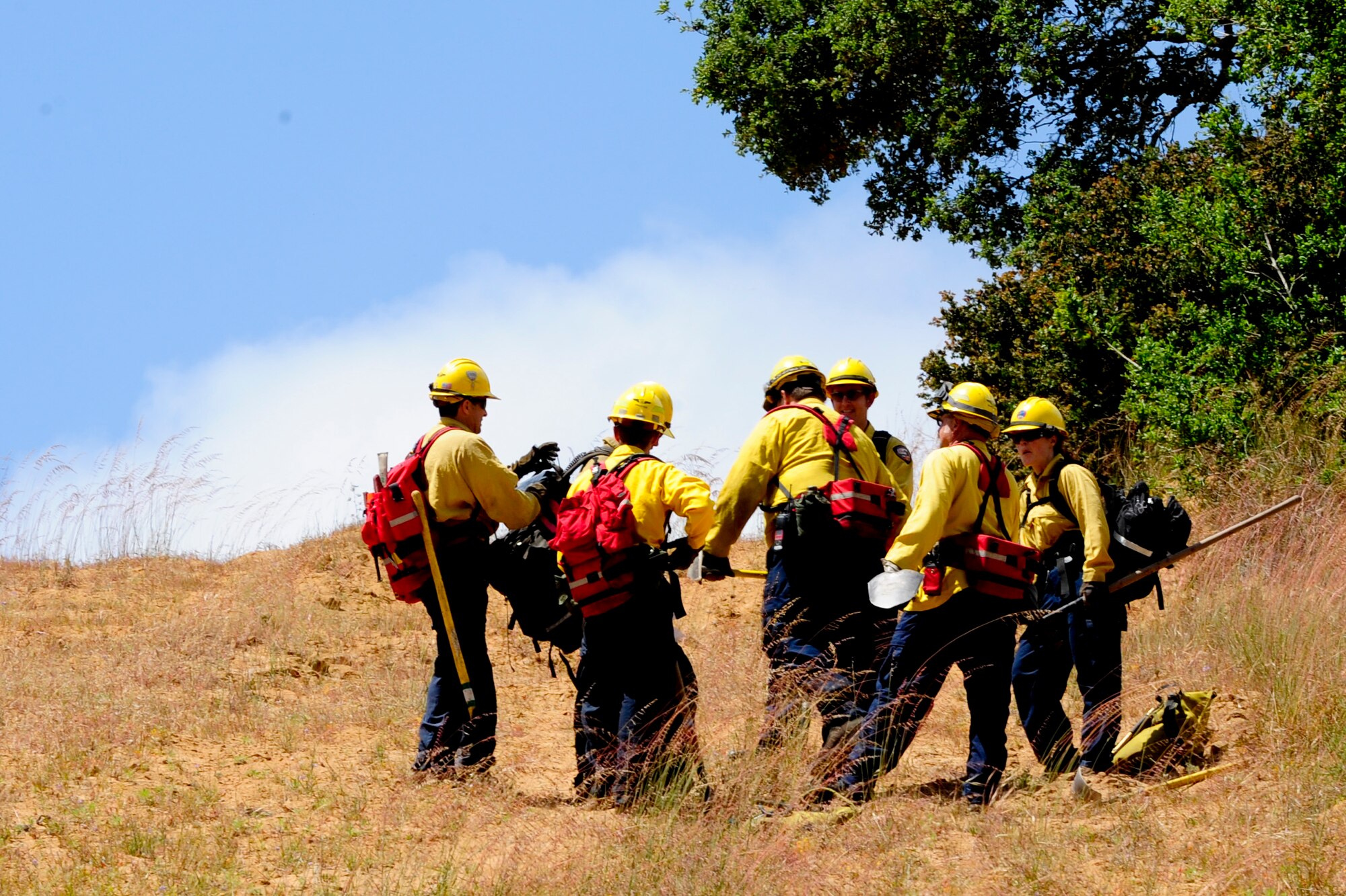 VANDENBERG AIR FORCE BASE, Calif. – 30th Civil Engineer Squadron firefighters prepare for mop-up training here Tuesday, April 30, 2013. The firefighters were participating in Vandenberg’s Annual Wildland Fire Academy, which is designed to keep Team V’s firefighters mission ready. (U.S. Air Force photo/Airman Yvonne Morales)