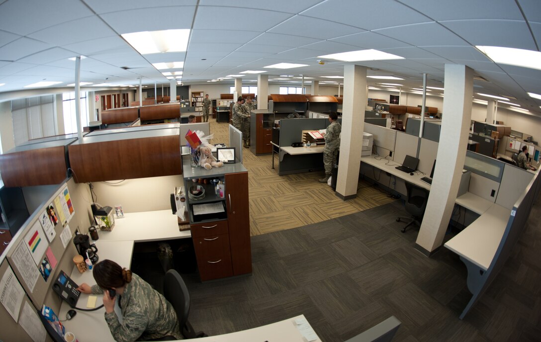Airmen at the 28th Communications Squadron work to keep network computer systems online at Ellsworth Air Force Base, S.D., April 25, 2013. The 28th CS consists of two flights, the Operations Flight and the Plans and Resources Flight. (U.S. Air Force photo by Airman 1st Class Alystria Maurer/Released)