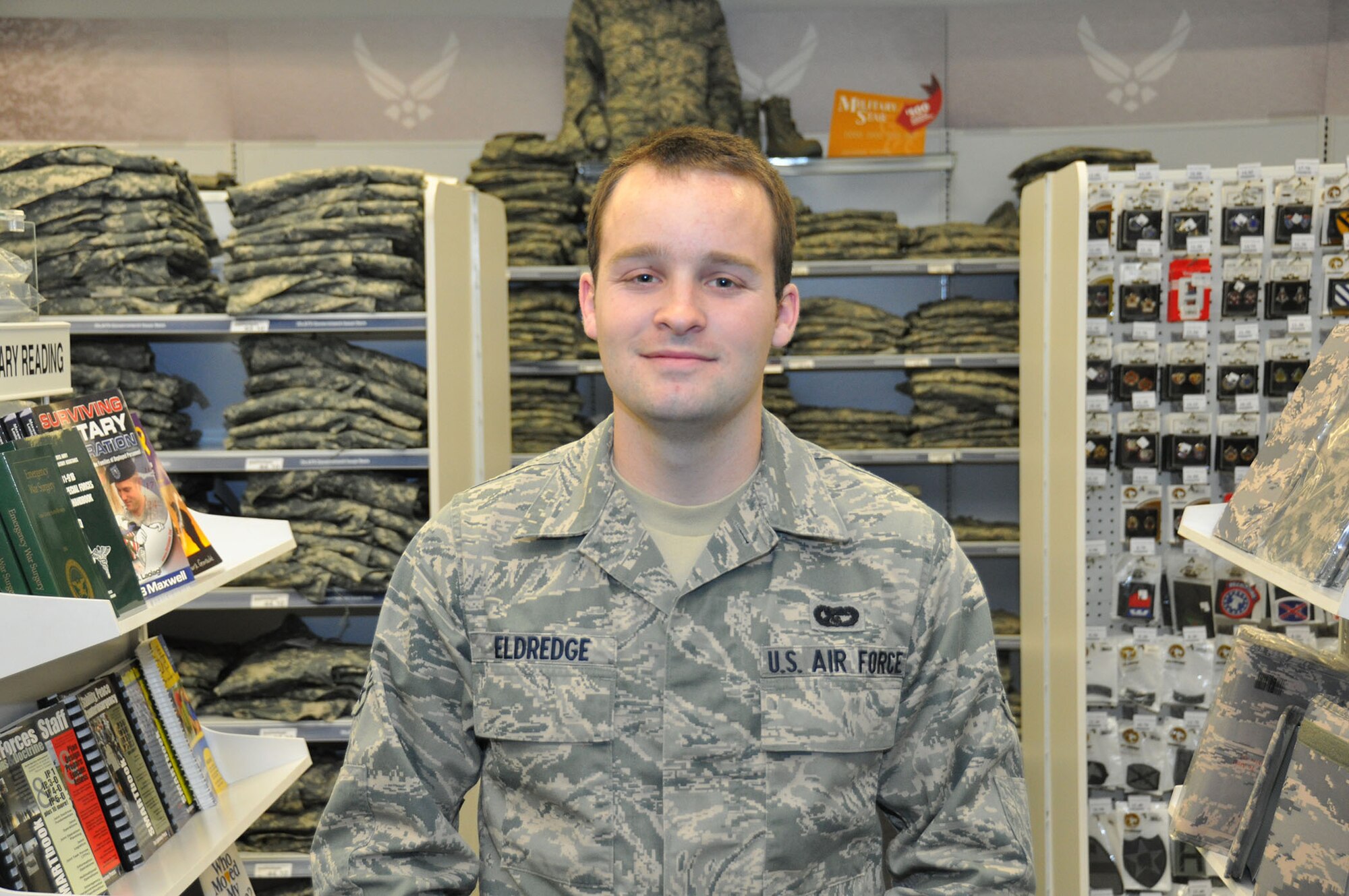 TRAVIS AIR FORCE BASE, Calif. -- Senior Airman Stephen L. Eldredge, Air transportation specialist, 55th Aerial Port Squadron said “I am actually, for the first time in years, going to go home. I haven’t been back in years because of deployments.” (U.S. Air Force photo / Senior Master Sgt. Robert Wade) 