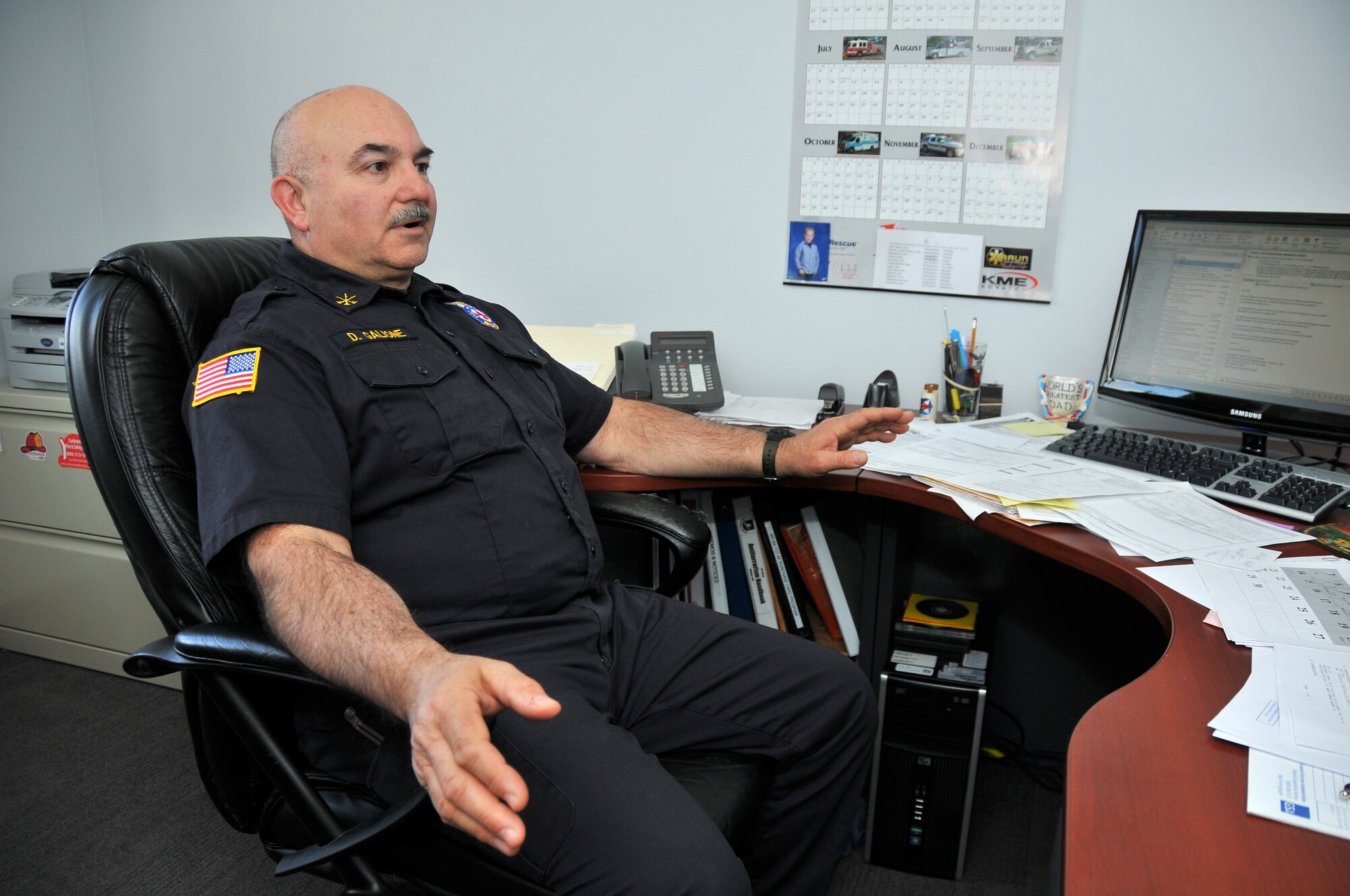 A picture of Chief Master Sgt. Dominick Galione (Ret.) talking about his retirement.