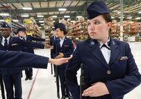 Air Force Junior Reserve Officer Training Corps Cadet Senior Master Sgt. Mariah Harkins, of Middletown High School during open ranks inspection at the 2013 JROTC drill competition, April 20, 2013 at Dover Air Force Base, Del. (U.S. Air Force photo/Greg L. Davis)