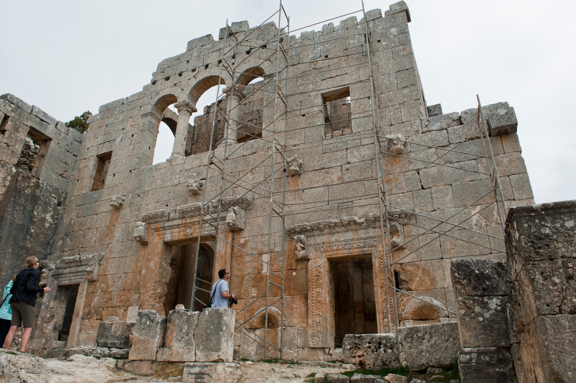 Visitors to Alahan Monastery gaze at its impressive architecture and remains March 31, 2013, in Turkey. Though more than 1,400 years old, many of the remnants of the monastery remain intact. Alahan is one of several trips offered by various base agencies at Incirlik Air Base, Turkey. (U.S. Air Force photo by Senior Airman Daniel Phelps/Released)