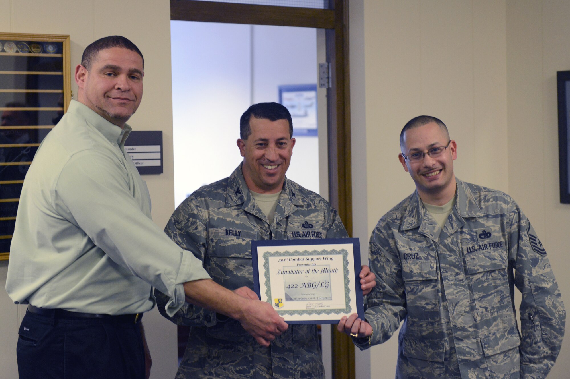 RAF CROUGHTON, United Kingdom – The 422nd Air Base Squadron vehicle ops section was recently named the 501st Combat Support Wing Innovator of the Month for February. The section evaluated historical and current fuel use within the group and developed cost saving measures for GOV fleet operations with zero impact to the mission. During the process, they identified several routine vehicle requirements that could be met with smaller, more fuel-efficient vehicles. The new fuel conservation plan implemented in February will save $11,000 in the 2013 fiscal year. (U.S. Air Force photo by Tech. Sgt. Chrissy Best)