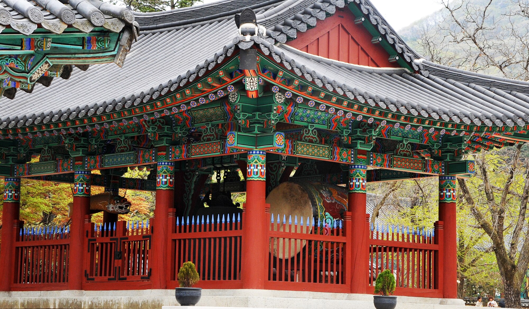 A hall at the Hwangaksan Jikjisa Temple has a traditional bell in it, and was an attraction for the Information, Tickets and Travel trip April 27, 2013.  The Hwangaksan Jikjisa Temple was founded by monk Adohwasang in 418 of the Shilla Dynasty and was built and located at the base of Mt. Hwangak. (U.S. Air Force photo/Senior Airman Kristina Overton)