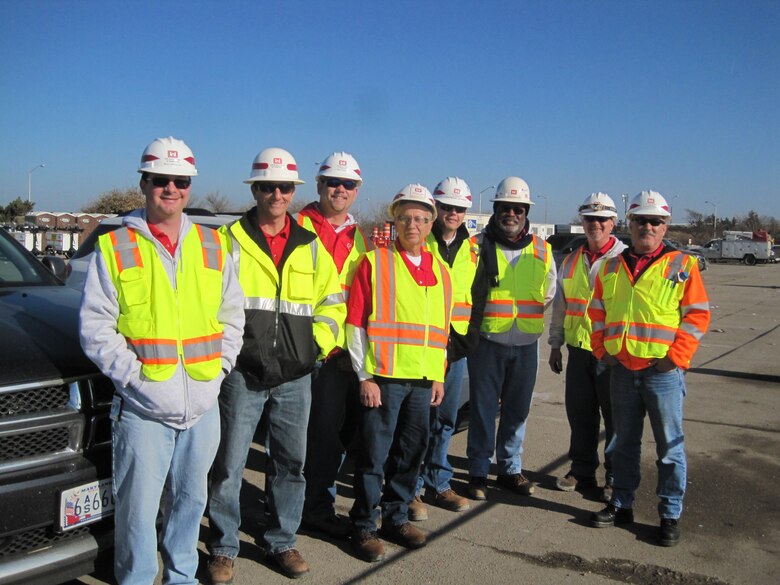 The first Safety & Occupational Health professionals at the Hurricane Sandy Recovery Field Office (RFO) and established the safety culture that has lasted to this day in the New York RFO. Their names are from left to right: William "Brian" Johnson; Jeff McCrery; Garry "Dean" Magee; Victor Taylor; Patrick Morris; Ricky Brown; Jonathan Foster; and Dave Stanton.