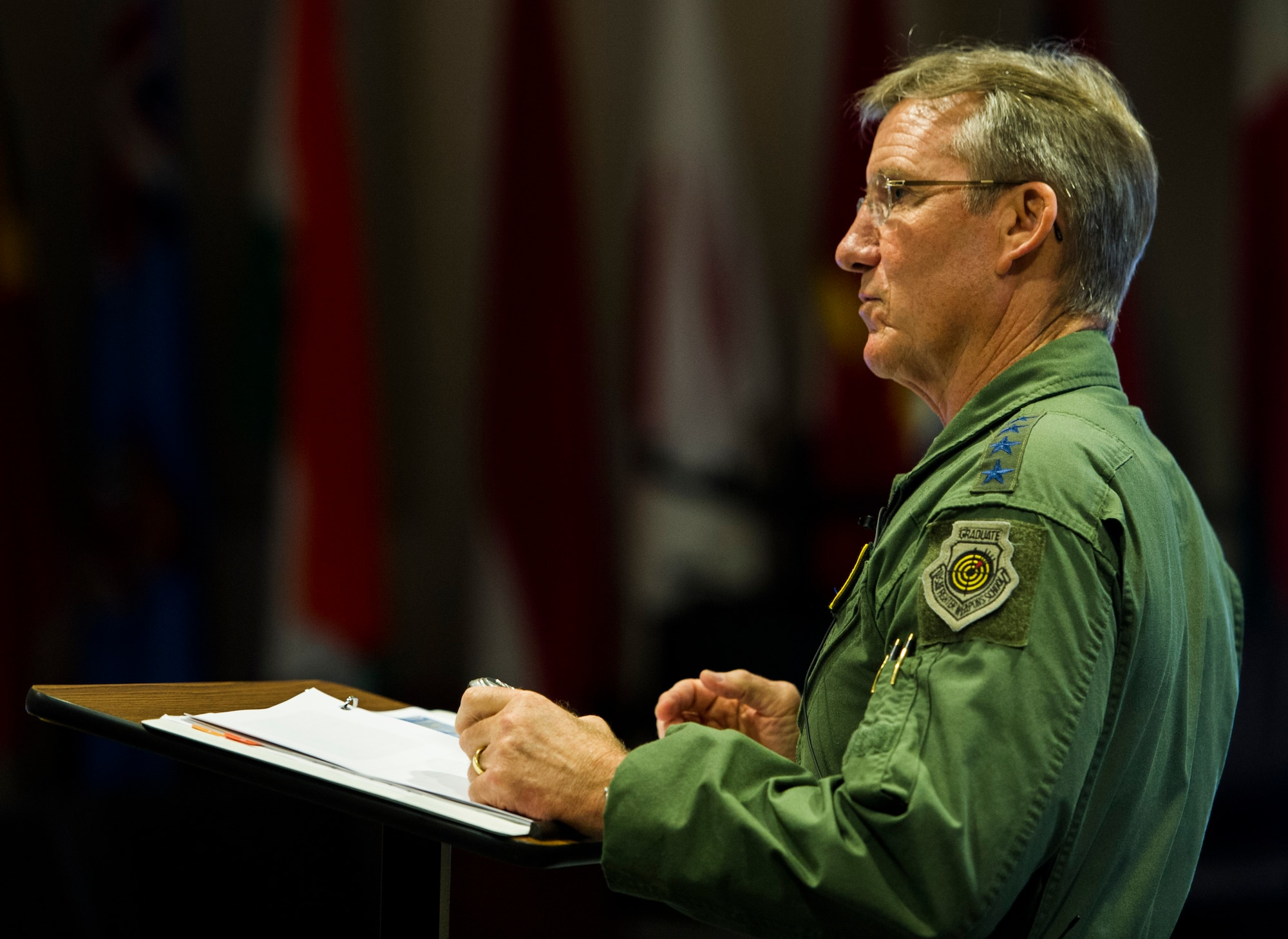 Gen. Hawk Carlisle, commander of Pacific Air Forces, briefs international representatives at the Asia-Pacific Center for Security Studies, in Honolulu, Hawaii. During his briefing, Carlisle discussed a multitude of topics including PACAF strategy, the U.S.'s rebalance to the Pacific theater, and the importance of transnational coordination and cooperation to overcome challenges. (U.S. Air Force photo by Staff Sgt. Nathan Allen)
