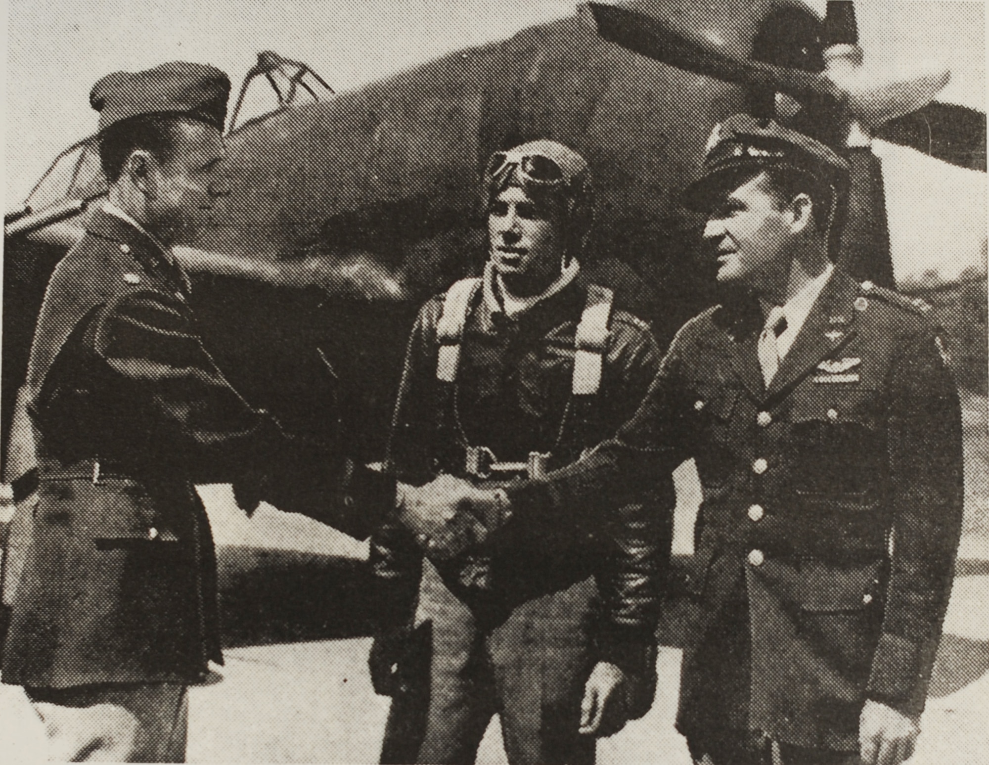 Capt. Andrew W. Salter, Jr., the first commanding officer of what would
become Joint Base Andrews, welcomes the first flying trainees at the
Maryland airfield in May 1943.  The base achieved full operating capability
on May 2, 1943 and became a super-base controlling much of the Eastern
seaboard's military activities less than two months later. (Army Air Force file photo)

