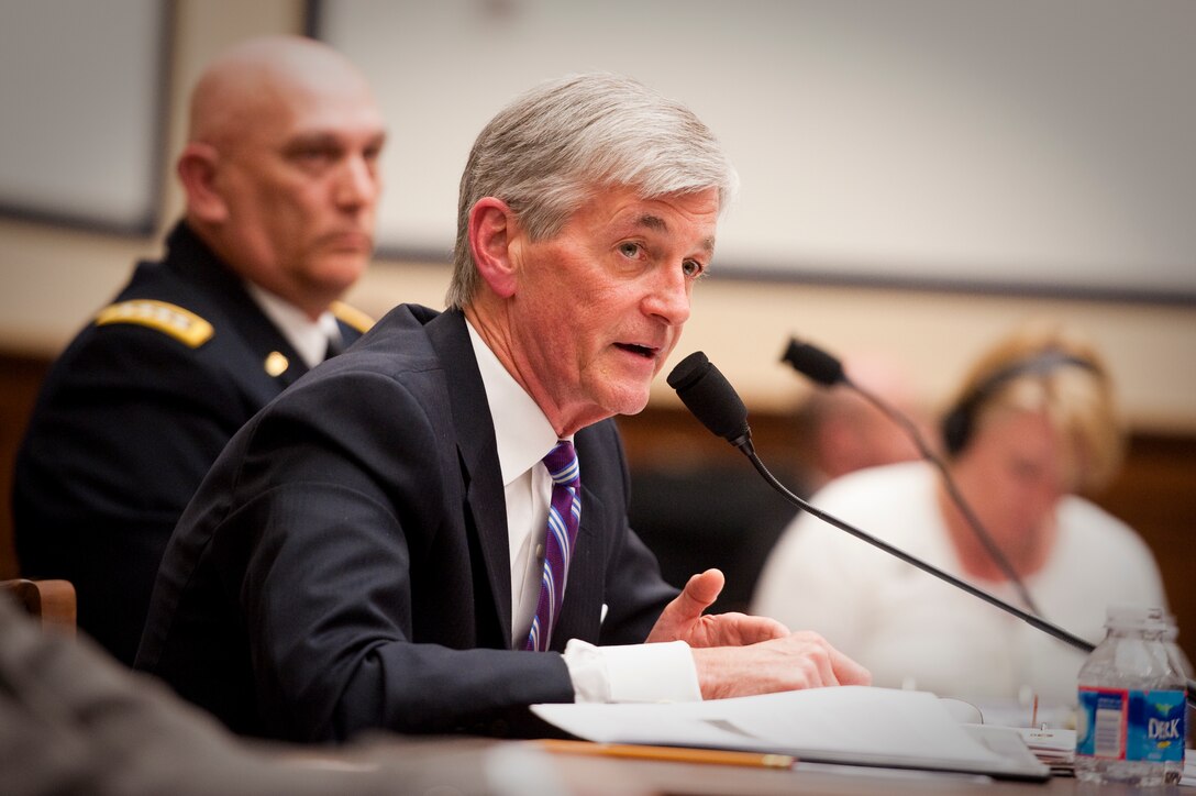 Secretary of the Army John McHugh testifies before the House Armed Services Committee about the Fiscal Year 2014 National Defense Authorization Budget Request April 25, 2013, during a hearing on Capitol Hill. (U.S. Army photo by Spc. John G. Martinez/Released)