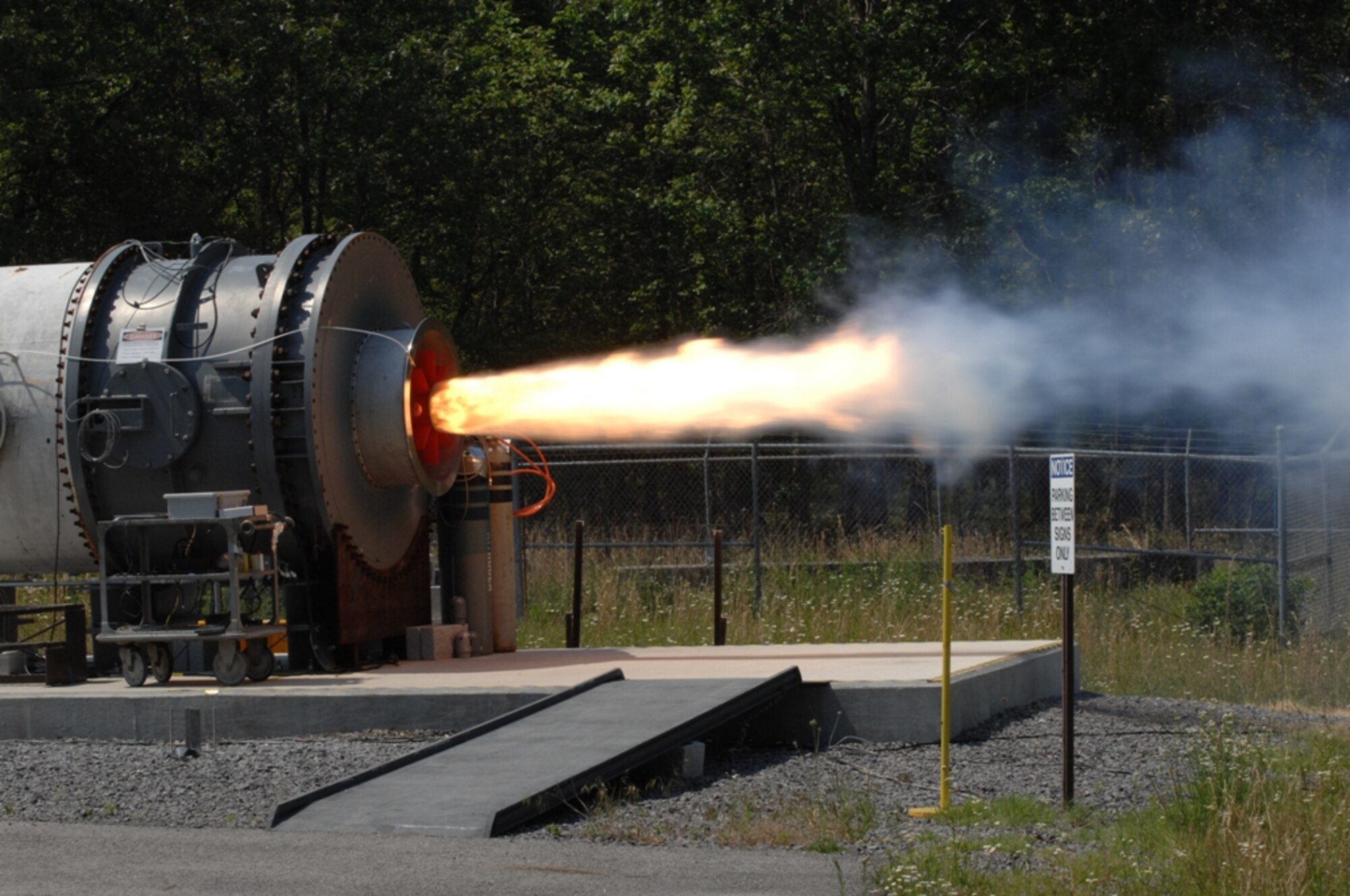 AEDC engineers ran a series of tests on a Towed Airborne Plume Simulator (TAPS) at the U.S. Air Force's Arnold Engineering Development Complex’s Rocket Prep Area 4. (Photo by David Housch)