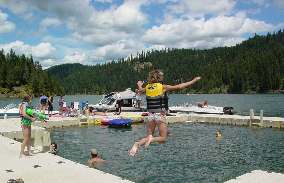 A designated swimming area at the USACE Dworshak Lake in north central Idaho.