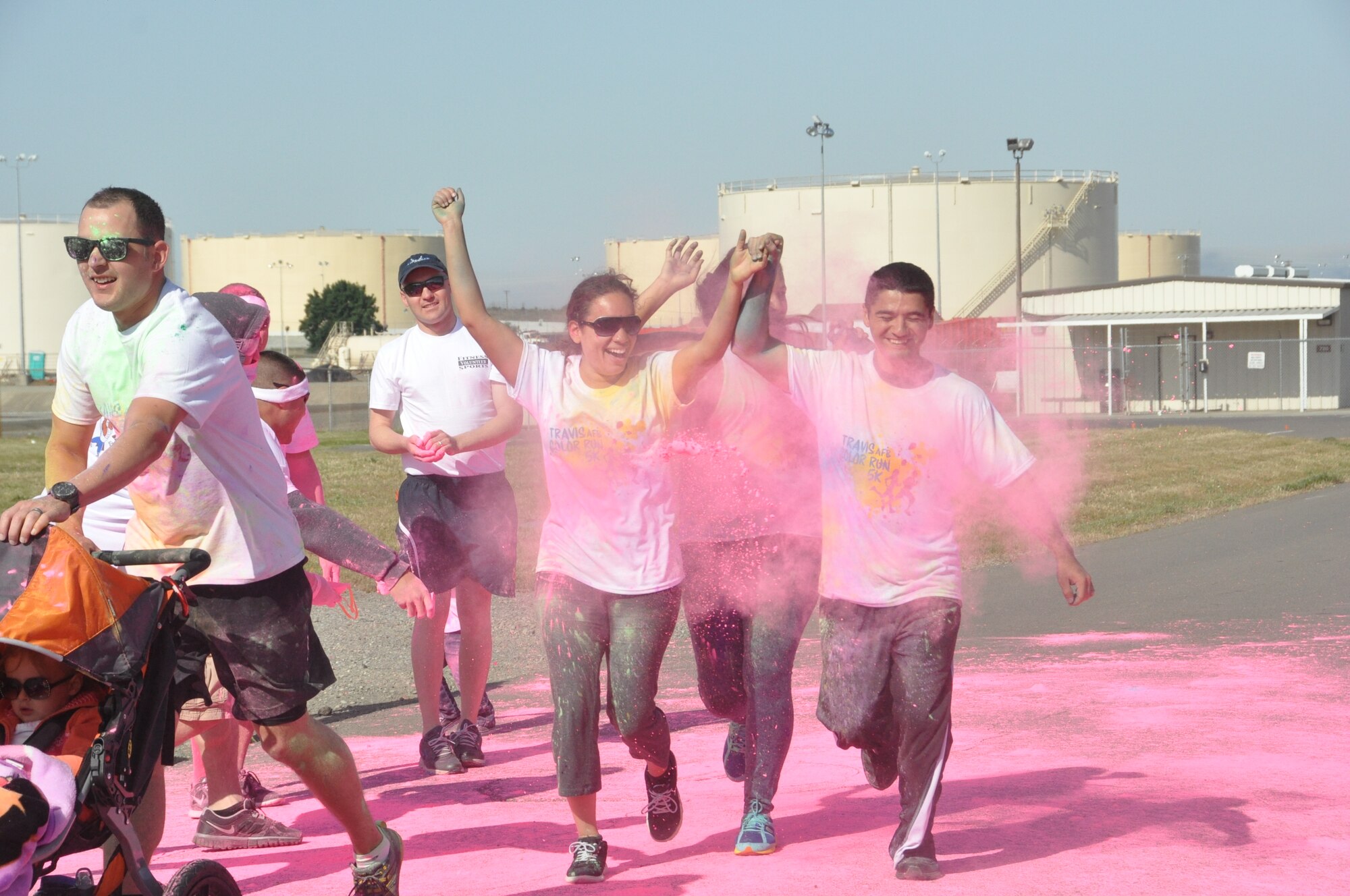 Members of the Travis Air Force Base, Calif., community participate April 27, 2013, in the Travis Color Run at Travis Air Force Base.