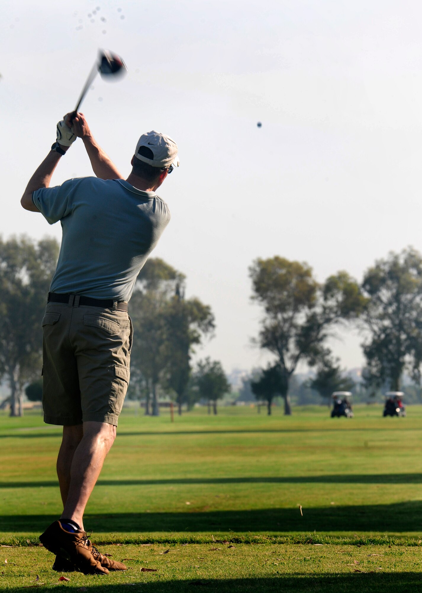 Col. Chris Craige, 39th Air Base Wing commander, tees off the first ball during the second annual Air Force Assistance Fund Golf Outing May 3, 2013, at Incirlik Air Base, Turkey. The four-person scramble was a chance to raise money for the AFAF as its final event. (U.S. Air Force photo by Senior Airman Anthony Sanchelli/Released)