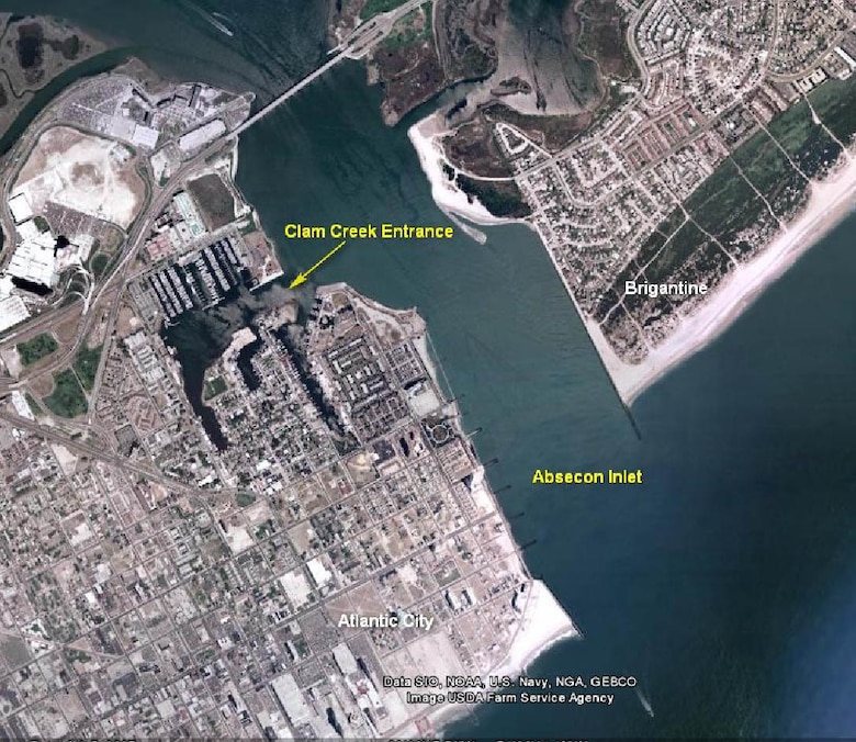 The U.S. Army Corps of Engineers Philadelphia District maintains the Absecon Inlet along the New Jersey coast. 