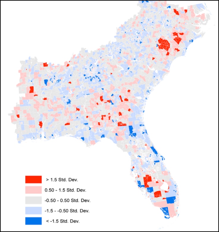 South Atlantic Division Census Tract SoVI (2000) Scores