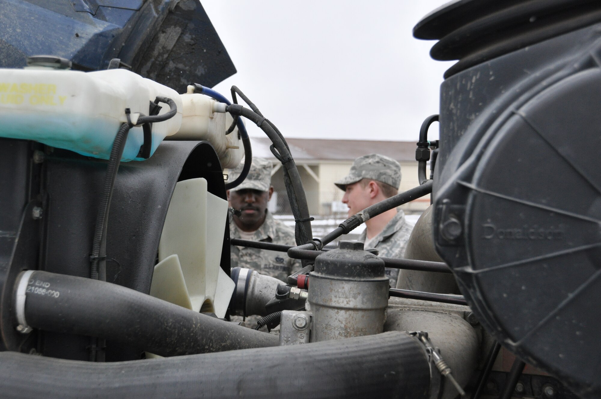 Members of 477th Civil Engineer Squadron conduct bucket loader training and dump truck training May 4. The Reserve Unit Training Assembly weekend provides an opportunity for the full time Reservists who hold Air Reserve Technician positions to train the Traditional Reservists who serve one weekend a month and two weeks a year.  (U.S. Air Force/ Tech. Sgt. Dana Rosso) 