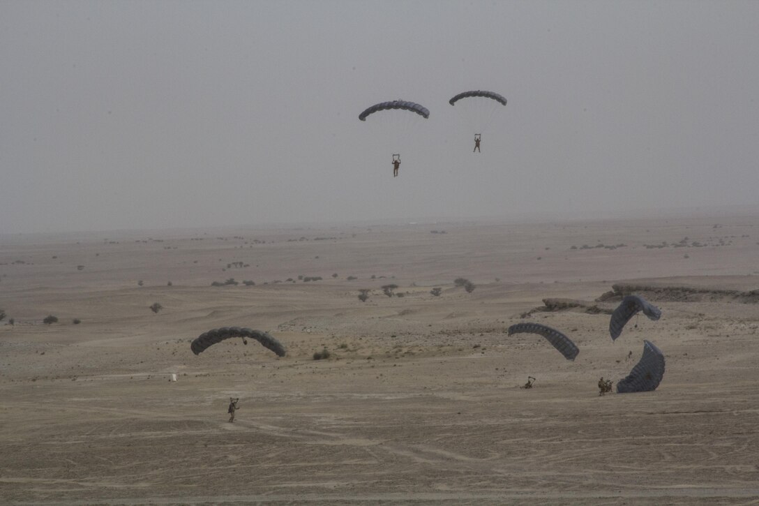U.S. Marines and Sailors assigned to the 26th Marine Expeditionary Unit (MEU), conduct the final Eagle Resolve exercise with members of the Qatar Emiri Land Forces, in Al Galail, Qatar, May 2, 2013. Eagle Resolve is an annual multilateral exercise designed to enhance regional cooperative defense efforts in the Gulf Cooperation Council nations and U.S. Central Command. The 26th MEU is deployed to the 5th Fleet area of operations as part of the Kearsarge Amphibious Ready Group. The 26th MEU operates continuously across the globe, providing the president and unified combatant commanders with a forward-deployed, sea-based quick reaction force. (U.S. Marine Corps photograph by Gunnery Sgt. Michael Kropiewnicki, 26th MEU Combat Camera/Released)