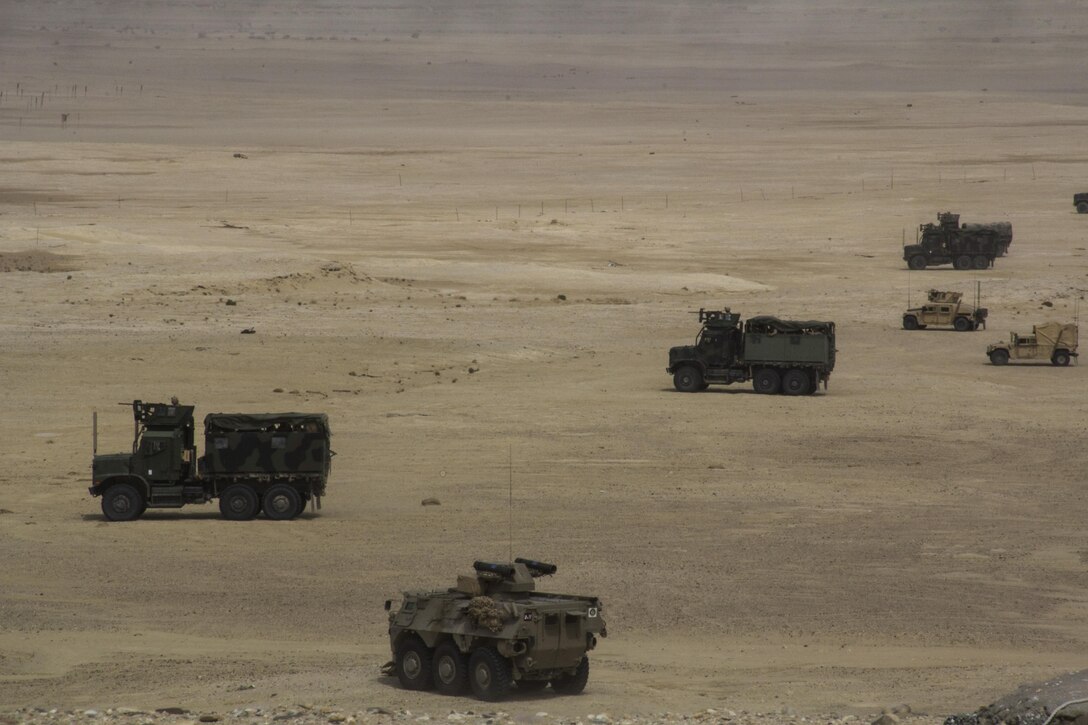 U.S. Marines and Sailors assigned to the 26th Marine Expeditionary Unit (MEU), conduct the final Eagle Resolve exercise with members of the Qatar Emiri Land Forces, in Al Galail, Qatar, May 2, 2013. Eagle Resolve is an annual multilateral exercise designed to enhance regional cooperative defense efforts in the Gulf Cooperation Council nations and U.S. Central Command. The 26th MEU is deployed to the 5th Fleet area of operations as part of the Kearsarge Amphibious Ready Group. The 26th MEU operates continuously across the globe, providing the president and unified combatant commanders with a forward-deployed, sea-based quick reaction force. (U.S. Marine Corps photograph by Gunnery Sgt. Michael Kropiewnicki, 26th MEU Combat Camera/Released)