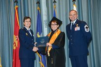 U.S. Air Force personnel at Joint Base San Antonio received their associates, bachelors, and masters degrees May 3, at a ceremony in the Fleenor Auditorium Joint Base San Antonio-Randolph. The Community College of the Air Force provides two year applied science degrees as part Air University's military education system. (U.S. Air Force photo by Benjamin Faske) (released)