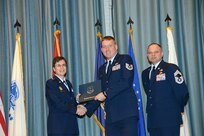 U.S. Air Force personnel at Joint Base San Antonio received their associates, bachelors, and masters degrees May 3, at a ceremony in the Fleenor Auditorium Joint Base San Antonio-Randolph. The Community College of the Air Force provides two year applied science degrees as part Air University's military education system. (U.S. Air Force photo by Benjamin Faske) (released)