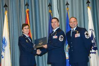 U.S. Air Force personnel at Joint Base San Antonio received their associates, bachelors, and masters degrees May 3, at a ceremony in the Fleenor Auditorium Joint Base San Antonio-Randolph. The Community College of the Air Force provides two year applied science degrees as part Air University's military education system. (U.S. Air Force photo by Benjamin Faske) (released)