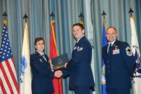 U.S. Air Force personnel at Joint Base San Antonio received their associates, bachelors, and masters degrees May 3, at a ceremony in the Fleenor Auditorium Joint Base San Antonio-Randolph. The Community College of the Air Force provides two year applied science degrees as part Air University's military education system. (U.S. Air Force photo by Benjamin Faske) (released)