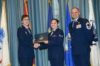 U.S. Air Force personnel at Joint Base San Antonio received their associates, bachelors, and masters degrees May 3, at a ceremony in the Fleenor Auditorium Joint Base San Antonio-Randolph. The Community College of the Air Force provides two year applied science degrees as part Air University's military education system. (U.S. Air Force photo by Benjamin Faske) (released)