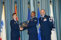U.S. Air Force personnel at Joint Base San Antonio received their associates, bachelors, and masters degrees May 3, at a ceremony in the Fleenor Auditorium Joint Base San Antonio-Randolph. The Community College of the Air Force provides two year applied science degrees as part Air University's military education system. (U.S. Air Force photo by Benjamin Faske) (released)