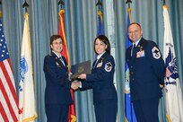 U.S. Air Force personnel at Joint Base San Antonio received their associates, bachelors, and masters degrees May 3, at a ceremony in the Fleenor Auditorium Joint Base San Antonio-Randolph. The Community College of the Air Force provides two year applied science degrees as part Air University's military education system. (U.S. Air Force photo by Benjamin Faske) (released)