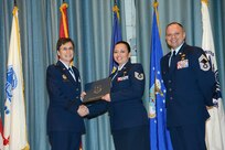 U.S. Air Force personnel at Joint Base San Antonio received their associates, bachelors, and masters degrees May 3, at a ceremony in the Fleenor Auditorium Joint Base San Antonio-Randolph. The Community College of the Air Force provides two year applied science degrees as part Air University's military education system. (U.S. Air Force photo by Benjamin Faske) (released)