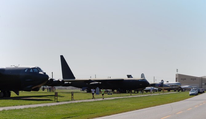 Runners pass the Barksdale Global Power Museum air park during the Mighty Eighth 8k event on Barksdale Air Force Base, La., May 4, 2013. The event commemorated the 71st Anniversary of 8th Air Force. (U.S. Air Force photo/Airman 1st Class Benjamin Gonsier)