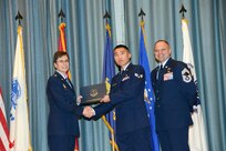 U.S. Air Force personnel at Joint Base San Antonio received their associates, bachelors, and masters degrees May 3, at a ceremony in the Fleenor Auditorium Joint Base San Antonio-Randolph. The Community College of the Air Force provides two year applied science degrees as part Air University's military education system. (U.S. Air Force photo by Benjamin Faske) (released)