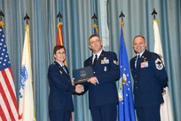 U.S. Air Force personnel at Joint Base San Antonio received their associates, bachelors, and masters degrees May 3, at a ceremony in the Fleenor Auditorium Joint Base San Antonio-Randolph. The Community College of the Air Force provides two year applied science degrees as part Air University's military education system. (U.S. Air Force photo by Benjamin Faske) (released)