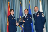 U.S. Air Force personnel at Joint Base San Antonio received their associates, bachelors, and masters degrees May 3, at a ceremony in the Fleenor Auditorium Joint Base San Antonio-Randolph. The Community College of the Air Force provides two year applied science degrees as part Air University's military education system. (U.S. Air Force photo by Benjamin Faske) (released)