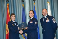 U.S. Air Force personnel at Joint Base San Antonio received their associates, bachelors, and masters degrees May 3, at a ceremony in the Fleenor Auditorium Joint Base San Antonio-Randolph. The Community College of the Air Force provides two year applied science degrees as part Air University's military education system. (U.S. Air Force photo by Benjamin Faske) (released)