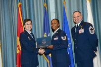 U.S. Air Force personnel at Joint Base San Antonio received their associates, bachelors, and masters degrees May 3, at a ceremony in the Fleenor Auditorium Joint Base San Antonio-Randolph. The Community College of the Air Force provides two year applied science degrees as part Air University's military education system. (U.S. Air Force photo by Benjamin Faske) (released)
