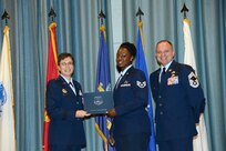 U.S. Air Force personnel at Joint Base San Antonio received their associates, bachelors, and masters degrees May 3, at a ceremony in the Fleenor Auditorium Joint Base San Antonio-Randolph. The Community College of the Air Force provides two year applied science degrees as part Air University's military education system. (U.S. Air Force photo by Benjamin Faske) (released)