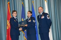 U.S. Air Force personnel at Joint Base San Antonio received their associates, bachelors, and masters degrees May 3, at a ceremony in the Fleenor Auditorium Joint Base San Antonio-Randolph. The Community College of the Air Force provides two year applied science degrees as part Air University's military education system. (U.S. Air Force photo by Benjamin Faske) (released)