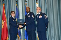 U.S. Air Force personnel at Joint Base San Antonio received their associates, bachelors, and masters degrees May 3, at a ceremony in the Fleenor Auditorium Joint Base San Antonio-Randolph. The Community College of the Air Force provides two year applied science degrees as part Air University's military education system. (U.S. Air Force photo by Benjamin Faske) (released)