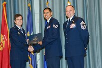 U.S. Air Force personnel at Joint Base San Antonio received their associates, bachelors, and masters degrees May 3, at a ceremony in the Fleenor Auditorium Joint Base San Antonio-Randolph. The Community College of the Air Force provides two year applied science degrees as part Air University's military education system. (U.S. Air Force photo by Benjamin Faske) (released)