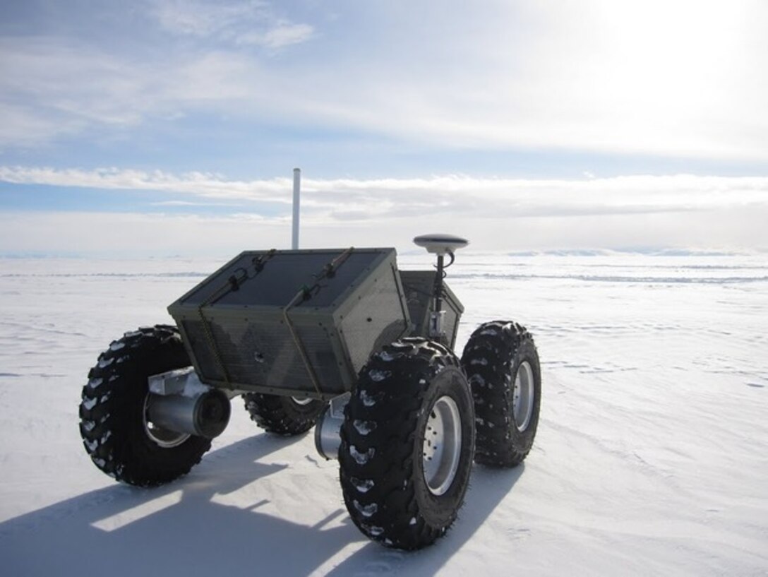 The Yeti robot’s ground-penetrating radar will allow polar researchers to safely navigate crevasse-filled ice caps.  This robot was designed by ERDC Cold Regions Research and Engineering Laboratory engineers and by Thayer School of Engineering faculty and students.  