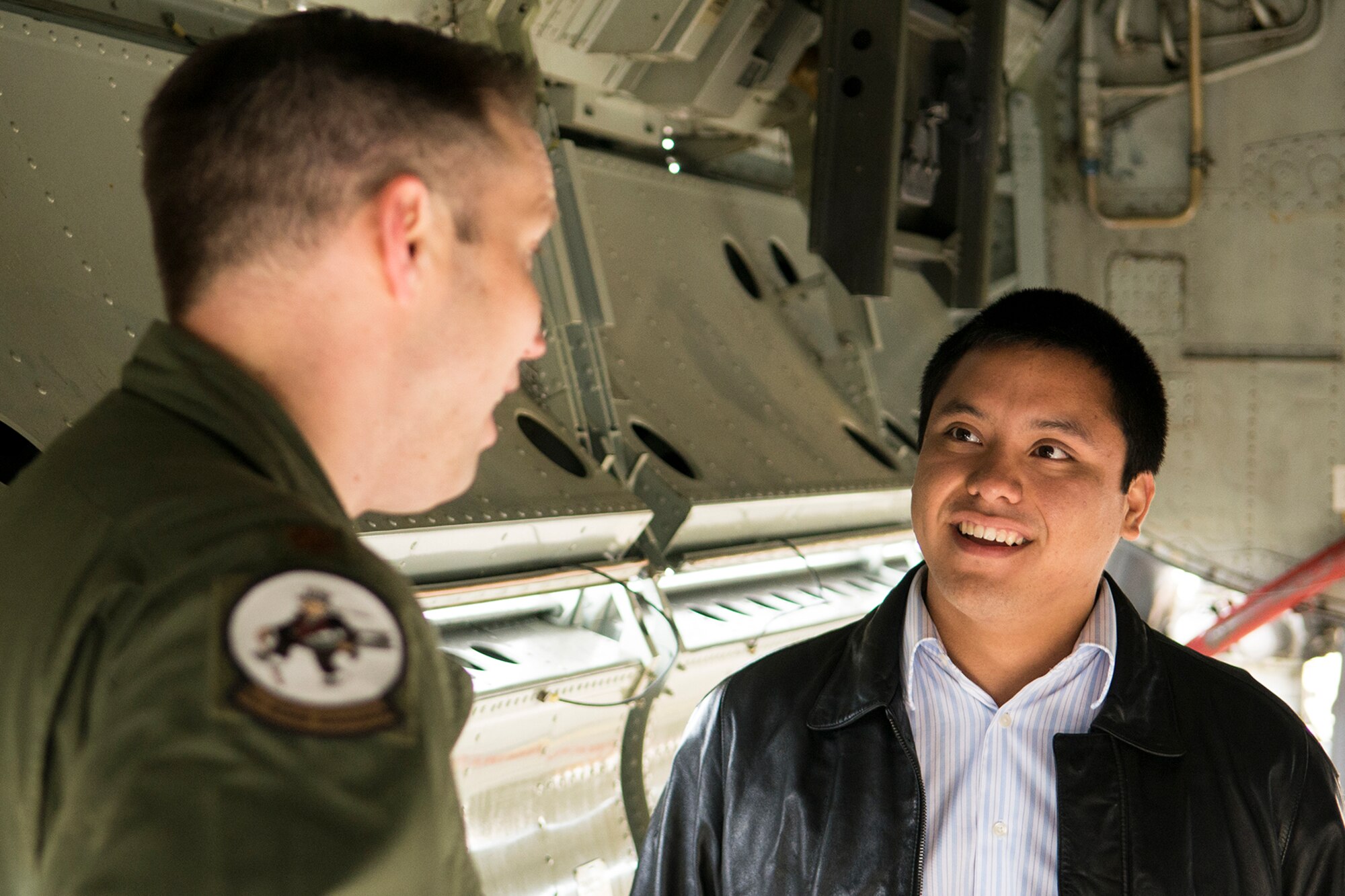 Erik Lopez stands in the bomb bay of a B-52H Stratofortress during a tour on May 3, 2013, Barksdale Air Force Base, La. Lopez is currently a sophomore studying Aerospace Engineering at the University of Illinois. (U.S. Air Force photo by Master Sgt. Greg Steele/Released)
