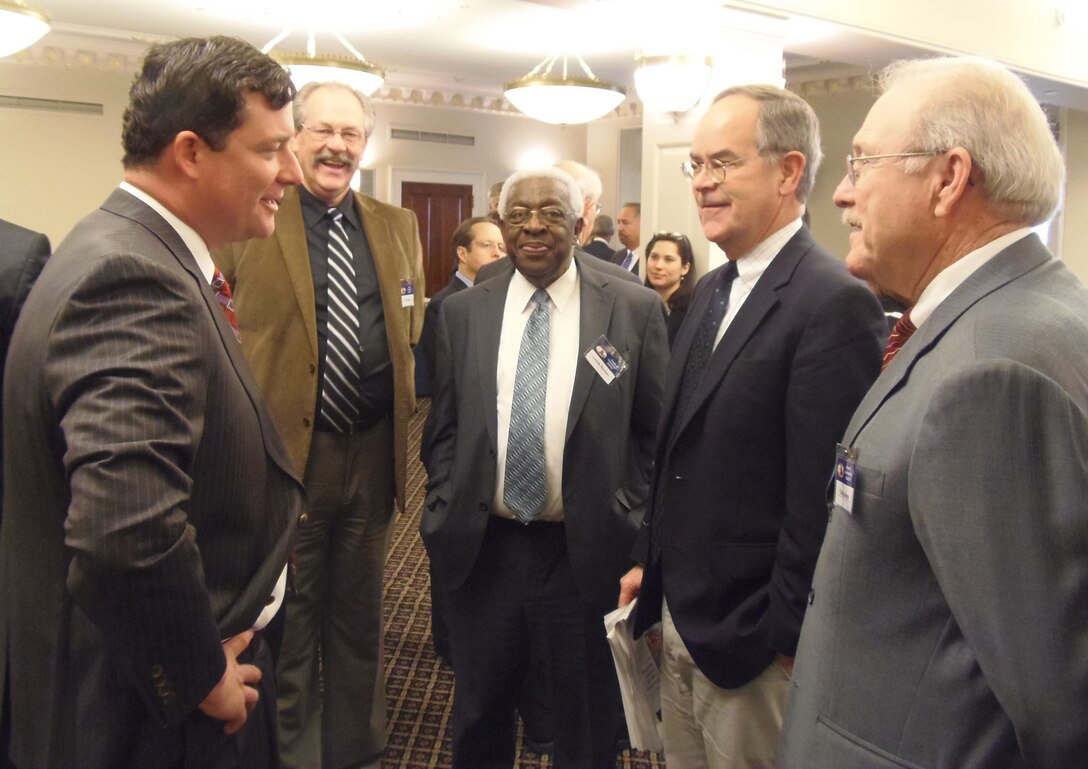 (L-R) ACC Vice President Ben Craig, City of Manchester Community Liaison Terry Dendy, City of Manchester Mayor Lonnie Norman, Tennessee’s 5th District Congressman Jim Cooper and Industrial Board of Coffee County Executive Director Ted Hackney share a lighter moment during the annual breakfast held for elected officials and staffers. 