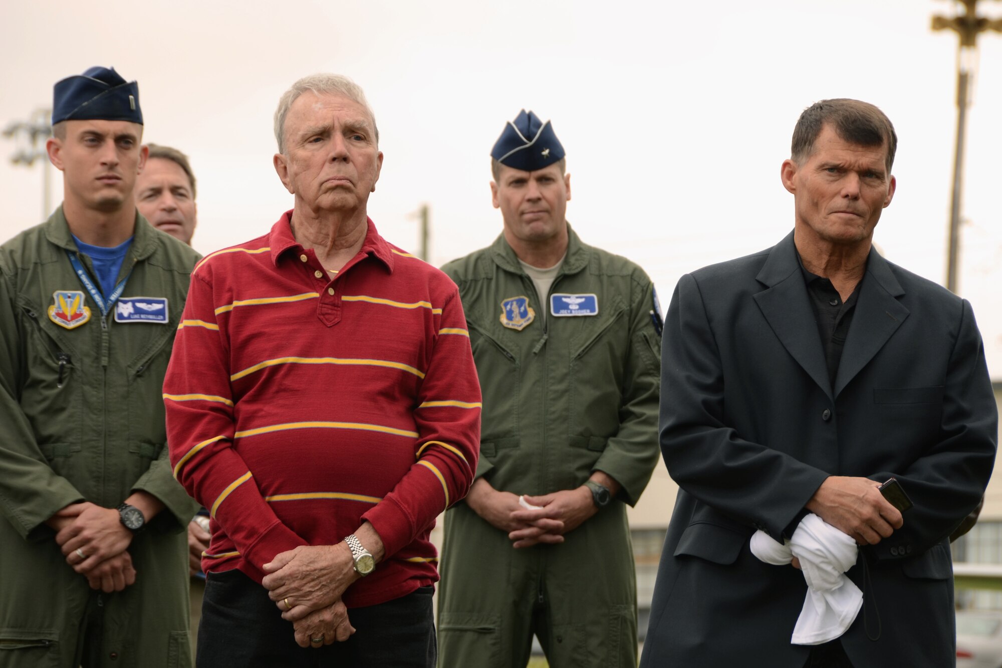 U.S. Air Force photo of the South Carolina Air National Guard's pilot reunion ceremony at McEntire Joint National Guard Base, Eastover, S.C., May 5, 2013. Multi-generation SCANG pilots dating back from the P-51 propeller fighter era to present converged to honor fallen comrades and celebrate their experiences and contributions to fighter operations and the legacy of the SCANG Swamp Foxes. (U.S. Air National Guard photo by Senior Master Sgt. Edward Snyder/Released) 