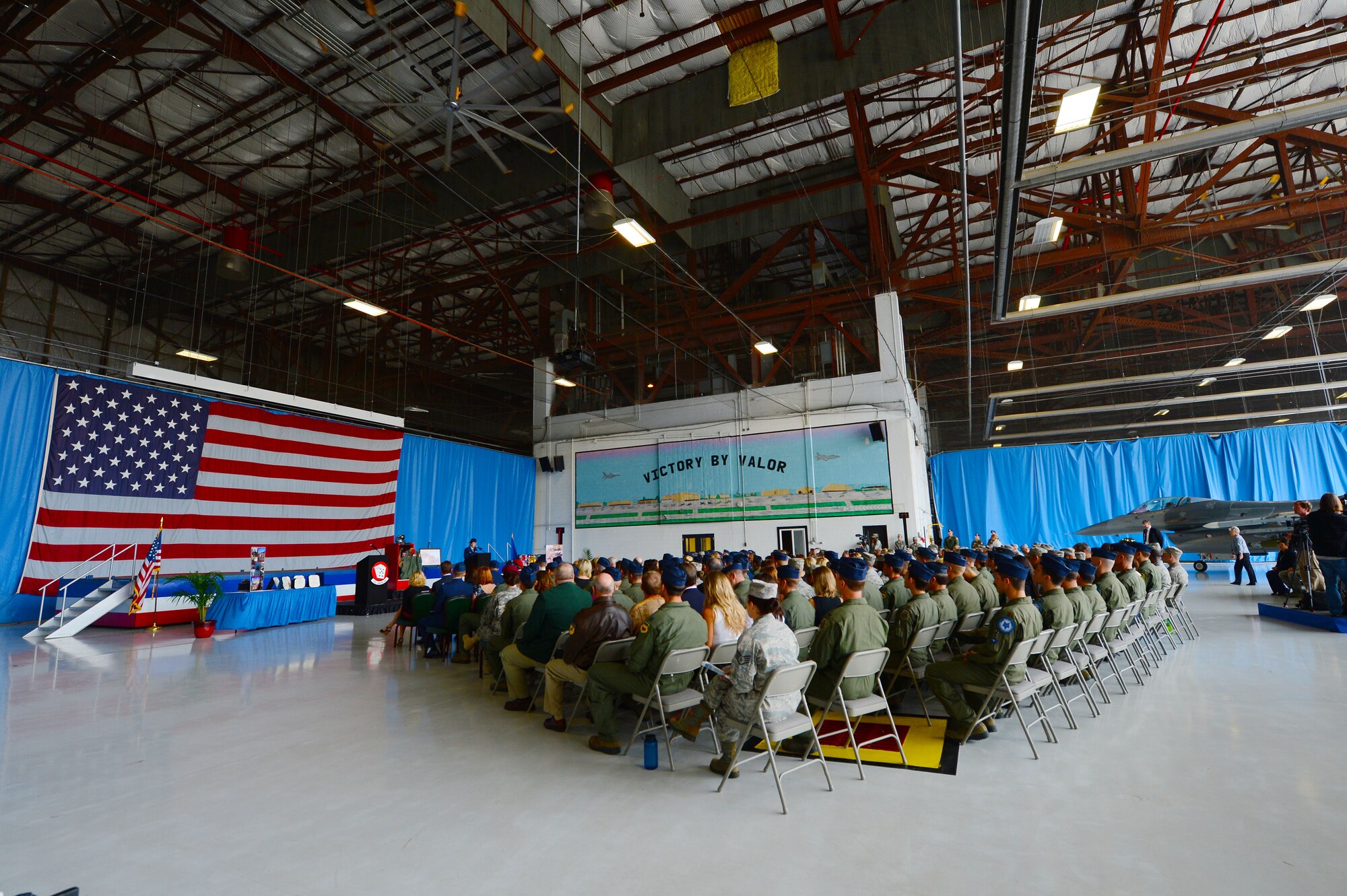Family, friends and service members gather for a memorial ceremony at Shaw Air Force Base, S.C., April 30, 2013.  The memorial ceremony commemorated the life and accomplishments of Capt. James Steel, 77th Fighter Squadron pilot, who died in an F-16 Fighting Falcon aircraft accident, while deployed to Afghanistan.  (U.S. Air Force photo by Airman 1st Class Nicole Sikorski/Released)