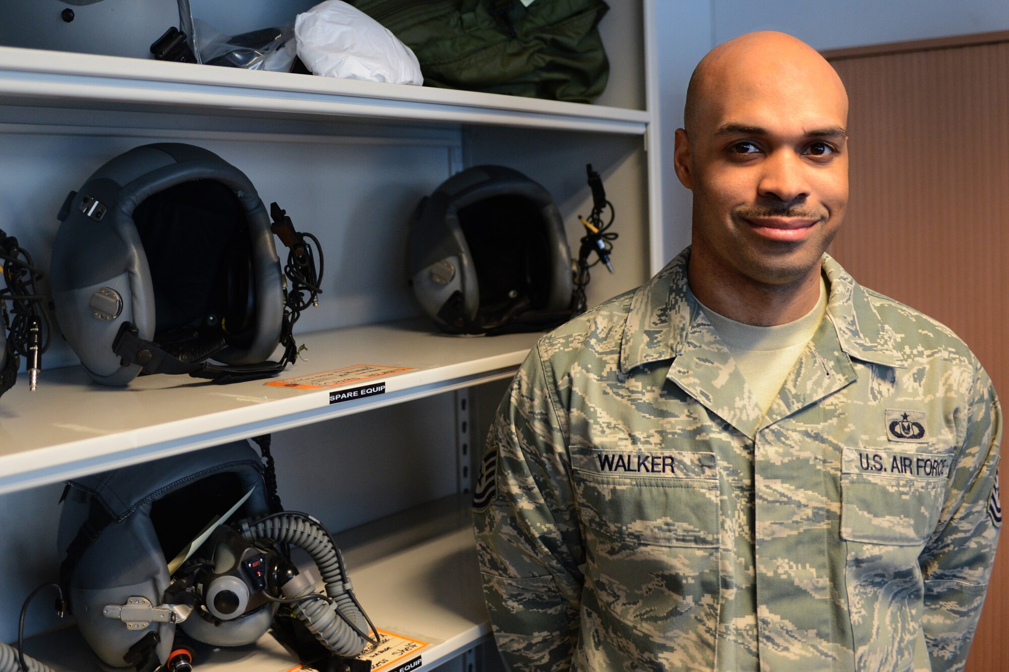 Tech. Sgt. Lorenzo Walker, 86th Operations Support Squadron aircrew flight equipment quality assurance, poses for a photo April 29, 2013 on Ramstein Air Base, Germany. Walker was selected to receive the 2013 Airlift/ Tanker Association Young Leadership award. The award recognizes and honors entities or mission groups who have distinguished themselves with exceptional performance above and beyond their duties. (U.S. Air Force photo/Senior Airman Caitlin O’Neil-McKeown)