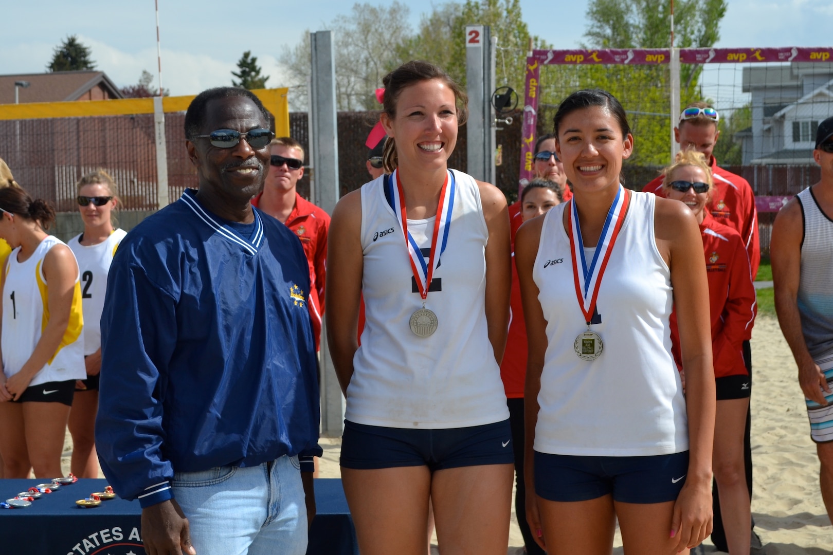 No. 1 All-Navy squad of silver medalists Lt. j.g. Abbie Merkl of Camp Lejeune, N.C., and Lt. j.g. Jesselyn Lavalley of Charleston, S.C.