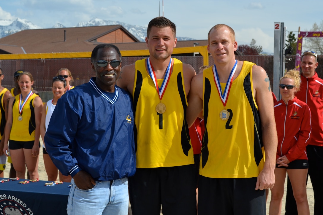 The Army No. 1 men, Army Reserve Sgt. Joe Rossetter of Columbus, Ohio, and Staff Sgt. Lewis Dennis of Joint Base Lewis-McChord, Wash., prevailed 21-13, 21-11 over silver medalists Navy No. 2 -- Lt. Chris Lambert of Naples, Italy, and Seaman Noel Garcia of Islamorado, Fla.